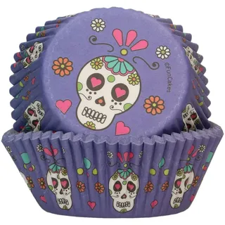 FunCakes Baking Cups Day of the Dead: Backförmchen aus Fettdichtem Papier für Cupcakes und Muffins, Muffinförmchen, Cupcake Förmchen, Perfekt für Halloween und Mexikanischen Festen - 48 Stück