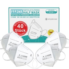 Bild Simplecase 40 Stück FFP2 Masken, CE Zertifiziert von offiziell benannter Stelle CE2834/0598, Atemschutzmaske, Partikelfiltermaske