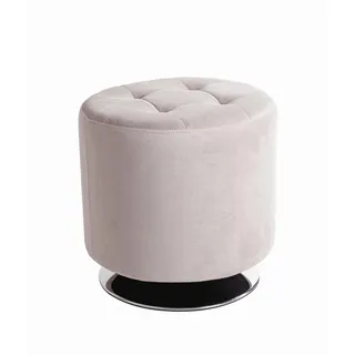 Schminktischhocker , Chromfarben, Kaschmir , Metall , rund , 44x43x44 cm , Schlafzimmer, Schminktische