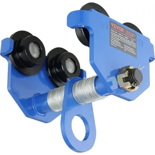 Vevor Laufkatze 1000 kg Tragkraft Rollfahrwerk mit Doppelrädern, einstellbar für I-Trägerflanschbreite 63,5 bis 177,8 mm Hochleistungs-Garagenhebezeug aus legiertem Stahl für gerade gebogene I-Träger