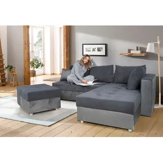 Collection AB Ecksofa »Italia L-Form«, mit Bettfunktion und Bettkasten, in Cord-Samt Mix grau