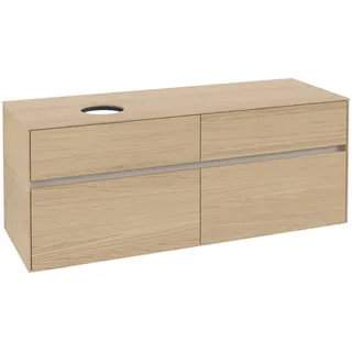 Villeroy & Boch Collaro Waschbeckenunterschrank, 4 Auszüge, Waschbecken links, Wandmontage, 1400x548x500mm, C04600VJ, Farbe: Front/Korpus: Nordic Oak, Griff: Cashmere Grey