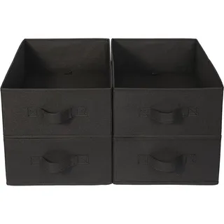 JAKAGO Faltbare Aufbewahrungsboxen 4 Stück, hochwertiger Stoff, Kleiderschubladen Organizer 39 x 29 x 14 cm Kleiderschrank Aufbewahrungs Organizer (Schwarz)