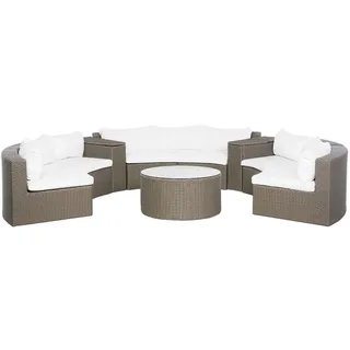 Beliani Severo Loungeset 9-Sitzer braun/weiß