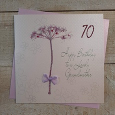 WHITE COTTON CARDS BD 46-177.80 Dandelion cm, Happy Birthday to a Lovely 177.80 cm Großmutter zum 70. Geburtstag, handgemacht, Weiß