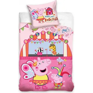 Peppa Pig Festival Bettbezug 140 x 200 cm - 70 x 90 cm - Baumwolle - Grün, Blau