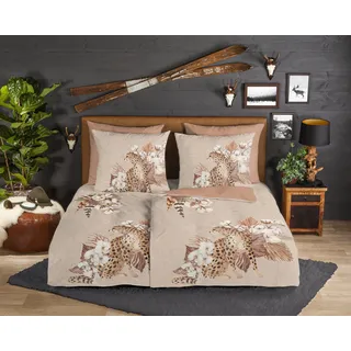 Muller Textil Wendebettwäsche Floral Beige 135 x 200 cm + 80 x 80 cm