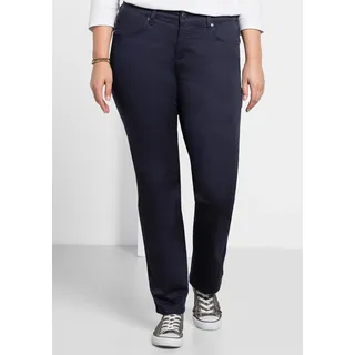 Stretch-Hose SHEEGO, Damen, Gr. 100, Langgrößen, blau (marine), 97% Baumwolle, 3% Elasthan, unifarben, Hosen Stretch-Hose