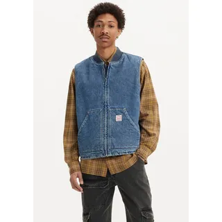 Jeansweste LEVI'S "SANSOME", Herren, Gr. S, get involved t, Denim/Jeans, Obermaterial: 100% Baumwolle, unifarben, hüftbedeckend, Rundhals, Westen Jeansweste, mit Reißverschluss