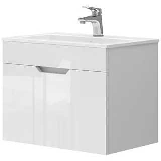 Vicco Waschbeckenunterschrank Stefanie 2 Teile 60 x 46,2 x 40 cm Weiß Hochglanz