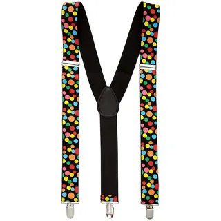 WIDMANN 7992D - Hosenträger bunte Punkte, Clown, Showgirl, Showmen, 70er Jahre Accessoire, Disco Fever, Motto-Party, Karneval (Packung mit 4)