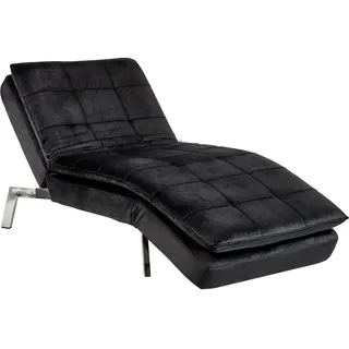 BELIANI Chaiselongue Schwarz Samtstoff mit Verstellbarem Kopfteil und Schlaffunktion Retro Design Glamouröser Stil - Schwarz, Silber