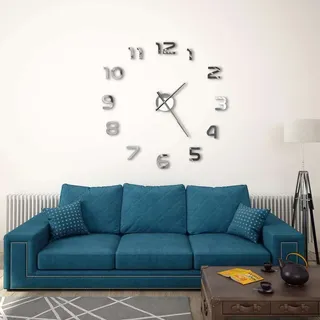 3D-Wanduhr Modernes Design 100 cm XXL Silbern (Farbe: Silber) - Silber