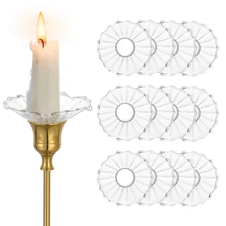 Hewory Tropfenfänger für Kerzen Tropfschutz Glas: 12 Stück Vintage Tropfschutz Kerze Gläser Kerzenring für Stabkerzen Tropfkerzen Kerzenständer (2,3 cm)