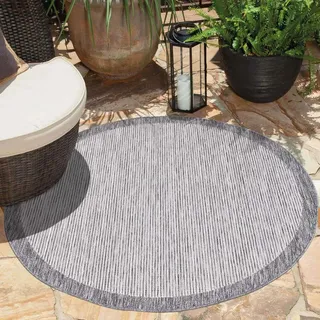 Carpet City Outdoorteppich »Outdoor 470« rund 5 mm Höhe UV-beständig, Flachgewebe, auch in quadratischer Form erhältlich, grau