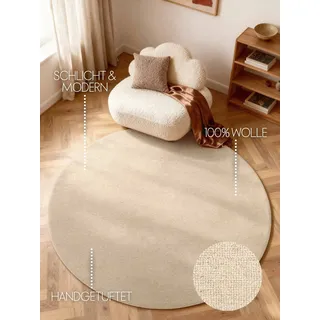 ELLE DECORATION Knots Wollteppich Ø 160 cm Hellbeige