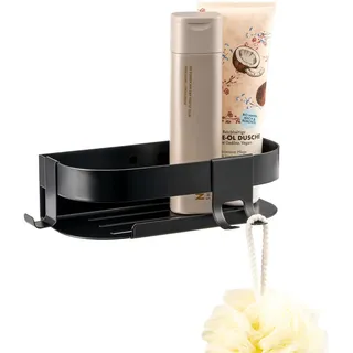 eluno Duschablage, mit 2-Wege-Montage, Edelstahl schwarz , Schwarz , Metall , 23x6.5x10.5 cm , Badezimmer, Baden & Duschen, Duschregale & Duschablagen