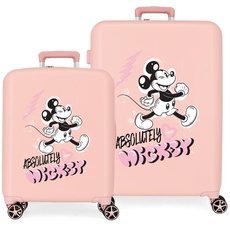 Disney Mickey Friendly Nude Kofferset, 55/70 cm, starres ABS, integrierter TSA-Verschluss, 88 l, 6,8 kg, 4 Doppelrollen, Handgepäck