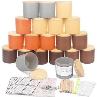 MILIVIXAY 20 Stück 118 ml Herbstkerzengläser mit Deckel und Kerzenherstellungs-Kits – Großpackung kleine leere Kerzengläser für die Herstellung von Kerzen – Gewürz-, Pulverbehälter