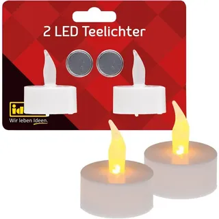 IDENA LED Teelichter 2 Stück weiß