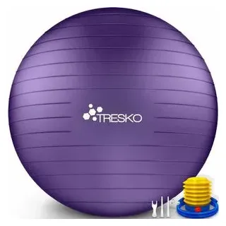 TRESKO Gymnastikball Anti-Burst, groß, Ø 65cm, mit Pumpe, lila