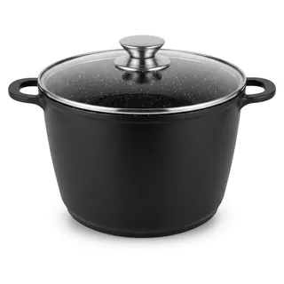 10 L Kochtopf Suppentopf Antihaft Induktion Schmortopf 28 cm Aluguss Bratentopf - Schwarz