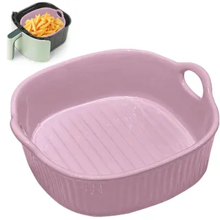Keramik Auflaufform 650ML,Quadratische Backformen,7 Zoll Auflaufformen,Keramik Backformen mit Griffen für Lasagne,Fleisch,Gemüse,für Heißluftfritteuse, Backofen, Mikrowellenherd (Violett)