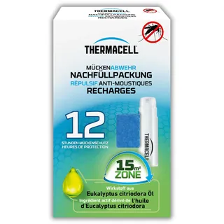 Thermacell Nachfüllpack – 12 Std. Mückenschutz, 3 Plättchen & 1 Kartusche | Für alle Thermacell Geräte – Schutzzone bis 15 m2 – Wirkstoff aus Eukalyptus citriodora Öl – ideal für Garten & Terrasse