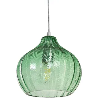 Beliani Hängeleuchte Keila 23/23/74 cm , Grün , Glas , E27 , 23x74x23 cm , Lampen & Leuchten, Innenbeleuchtung, Hängeleuchten, Pendelleuchten