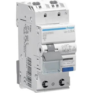 Hager Fehlerstrom-Leitungsschutzschalter 1P+N 6kA B-16A 30mA Typ A QuickConnect (ADS916D)