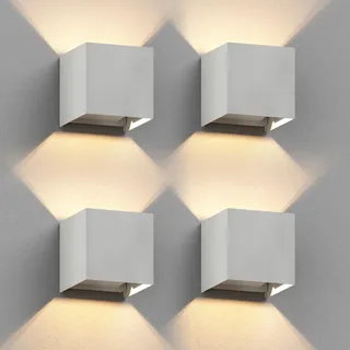 ledscom.de 4x Wandleuchte CUBEL für außen, IP65, Up-/Downlight, weiß matt, quadratisch, 1x G9 max. 10W