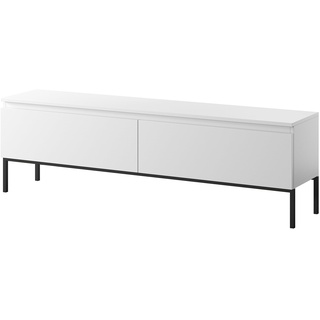 Selsey TV Schrank Board Sideboard Fernsehtisch Fernsehschrank Mit Schränken 150 cm Schwarze Beine Weiß Bemmi