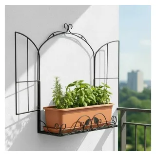 DanDiBo Ambiente DanDiBo Kräuterregal Outdoor Balkon Wand Fenster Wandregal Wetterfest Schwarz Metall 50 cm Hängend Balkonregal Gewürzregal Pflazenregal Wandkorb - Schwarz