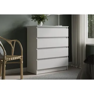 home collective Kommode 76cm breit mit 4 Schubladen Kommode weiß schmal Holz Schrank mit Schubladen Sideboard Highboard Anrichte Schlafzimmer Wohnzimmer Flur Büro Organizer Breite 76 cm Höhe 87 cm