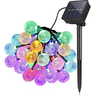 Forever Light Solar Lichterkette LED transparente Kugeln SCB61 6,5m 30 Kugeln bunte Beleuchtung Garten Terrasse Party IP65