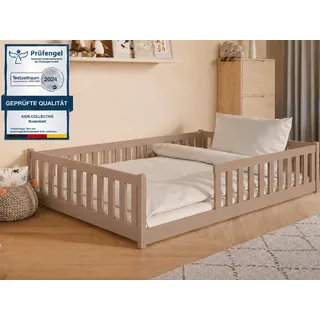 Kids Collective Jugendbett Bodenbett 140 x 200 cm Kiefer massiv braun/weiß