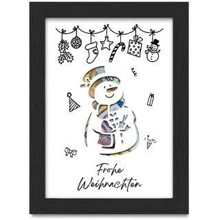 Weihnachten Geldgeschenk, Geldgeschenke Verpackung Weihnachten, Schwarz Bilderrahmen mit Schneemann, Lustige Geschenkverpackung Weihnachtengeschenke für Kinder Frauen Männer Freunde Familie