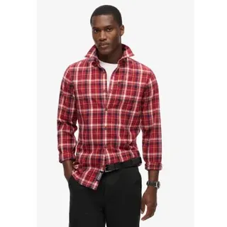 Superdry für Herren. M4010737A Bio-Baumwollhemd aus rot karierter Vintage-Baumwolle (XXL), Lässig, Langarm, Bio-Baumwolle, Nachhaltig