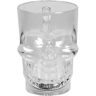 Boland 72337 - LED-Becher Schädel, Füllmenge 400 ml, LED-Licht, inkl. Batterien, leuchtender Kunststoff-Becher mit Totenkopf, Halloween, Karneval, Mottoparty