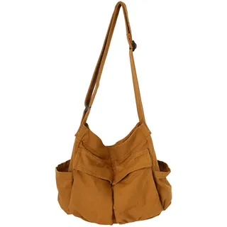 GAXOS Ästhetische süße Kuriertasche für Schule, Vintage, schwarz, Canvas, Umhängetasche für Damen, Schultertasche, Laptoptasche, Braun