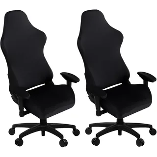 SARAFLORA Gaming-Stuhlbezug, dehnbar, Computerstuhlbezug, Abnehmbarer Bürostuhlbezug für Sessel, Drehstuhl, Gaming-Stuhl, Computer-Boss-Stuhl, Spandex-Stuhlhussen, Schwarz, 2 Stück