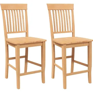 vidaXL Barhocker 2 Stk. Natur Massivholz Gummibaum - Braun