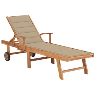 vidaXL Sonnenliege mit Auflage Beige Massivholz Teak - Beige