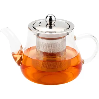 Honneeo Teekanne Glas 450ml Teekannen mit Abnehmbarem Edelstahl Filter Teekanne Ideal für Lose Blatt Tees, Kräuter, Blumen, Obst Tee kochende Blase Tee Taschen (450 ml)