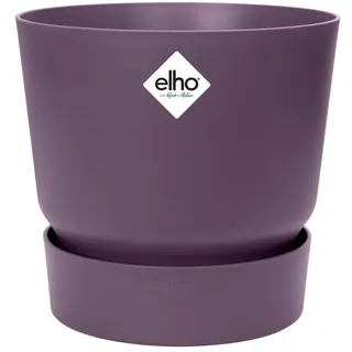 elho Greenville Rund 25cm Blumentopf - Vintage Pflaume | ∅ 24.48 x H 23.31 cm | Integrierter Untersetzer | für den Außenbereich | 100% recyceltes Plastik