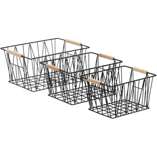 Amazon Basics Aufbewahrungskorb Rechteckig aus Draht 3 Stück 0 x 0 x 0 cm Schwarz