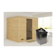 KARIBU Sauna »Paldiski«, inkl. 9 kW Saunaofen mit integrierter Steuerung, für 4 Personen - beige