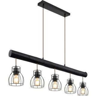 GLOBO Mina 5-flg. 14 cm dimmbar Schwarz matt/Holz