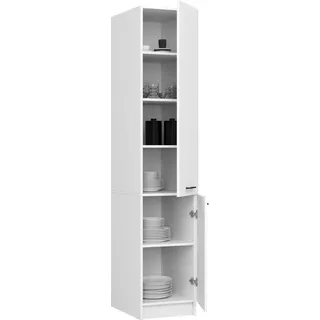BDW Vorratsschrank Küche, Küchenschrank, Hochschrank, Weiß - Weiß