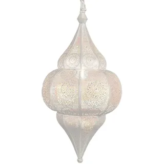 Marrakesch Orient & Mediterran Interior Orientalische Lampe Hängelampe aus Metall E27 Lunar Weiß 40cm